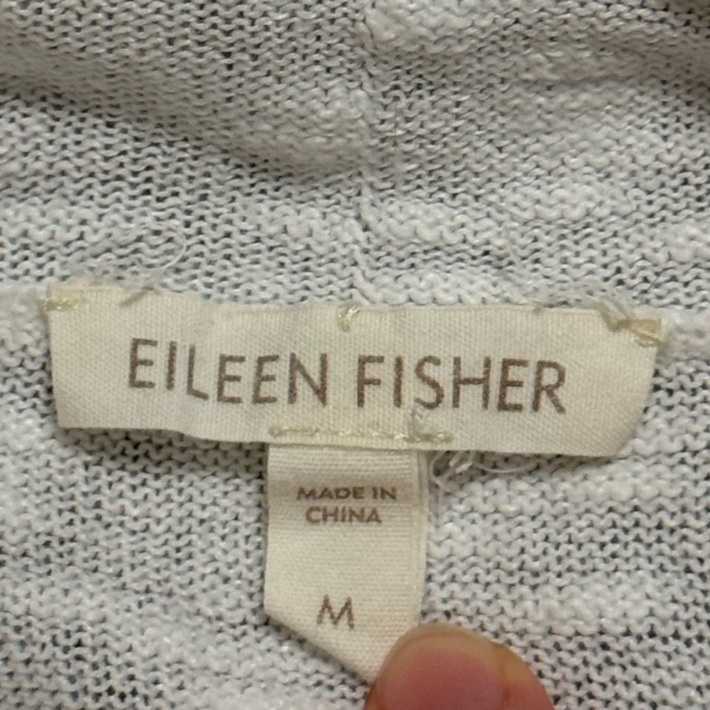Eileen Fisher Neutral Open Front Cardigan Linen Cotton Minimalist Contemporary - Picture 7 of 7